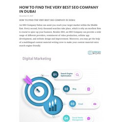 HOW TO FIND THE VERY BEST SEO COMPANY IN DUBAI – Telegraph