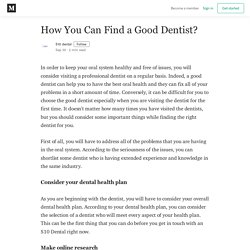 How You Can Find a Good Dentist?