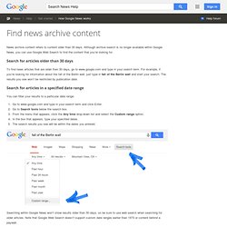 Find news archive content - News Help