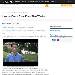 How to Find a Race Pace That Works