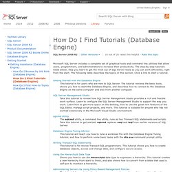 How Do I Find Tutorials (Database Engine)