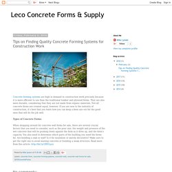 Tips on Finding Quality Concrete Forming Systems for Construction Work