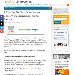 8 Tips for Finding Open Access Content on ScienceDirect and Scopus