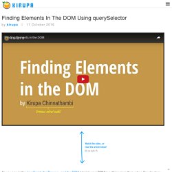 Finding Elements In The DOM Using querySelector