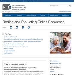 NIH: Finding and Evaluating Online Resources (Maggie Y. Section 90)