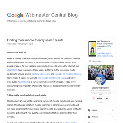 Official Google Webmaster Central Blog: Finding more mobile-friendly search results