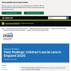Main findings: children’s social care in England 2020