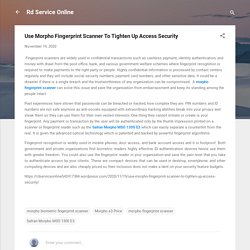 Use Morpho Fingerprint Scanner To Tighten Up Access Security