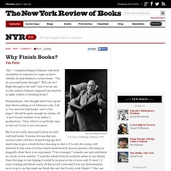 Why Finish Books? by Tim Parks