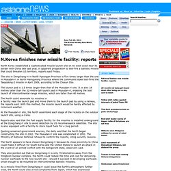 N.Korea finishes new missile facility: reports