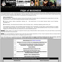 FIQH of BUSINESS - ISLAMIC - LAWS