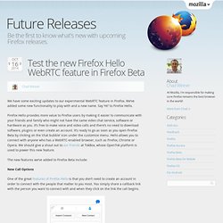 Test the new Firefox Hello WebRTC feature in Firefox Beta