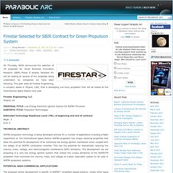 Firestar Selected for SBIR Contract for Green Propulsion System