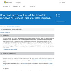 Como faço para ativar e desativar o firewall no Windows XP Service Pack 2 ou em versões posteriores?
