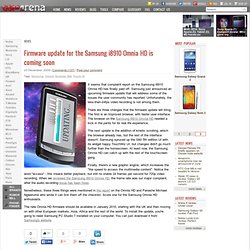 Firmware update for the Samsung i8910 Omnia HD is coming soon