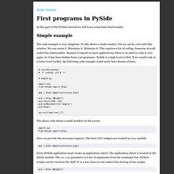 First programs in PySide