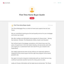 First Time Home Buyer Austin on Pocket