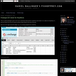 Daniel Ballinger's FishOfPrey.com: Prototype CSV viewer for Visualforce