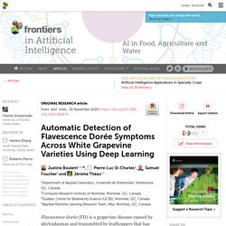 FRONT. ARTIF. INTELL. 30/11/20 Automatic Detection of Flavescence Dorée Symptoms Across White Grapevine Varieties Using Deep Learning