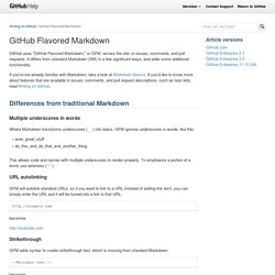 GitHub Flavored Markdown - User Documentation
