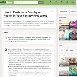 How to Flesh out a Country or Region in Your Fantasy RPG World