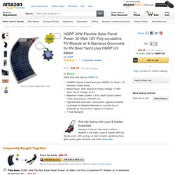 HQRP 30W Flexible Solar Panel Power 30 Watt 12V Mono-crystalline PV Module w/ 4 Stainless Grommets for RV Boat Yacht plus HQRP Coaster: Automotive