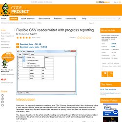 Flexible CSV reader/writer with progress reporting