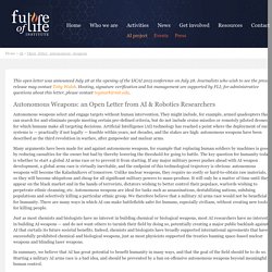 Autonomous Weapons: an Open Letter from AI & Robotics Researchers-FLI - Future of Life Institute
