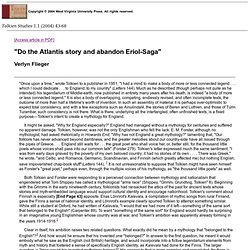 Verlyn Flieger - "Do the Atlantis story and abandon Eriol-Saga" - Tolkien Studies 1:1