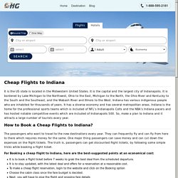 Cheap Flights to Indiana from $56 - HolidayGlobes