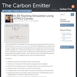 A 3D Flocking Simulation using HTML5 Canvas