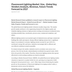 Fluorescent Lighting Market  Size,  Global Key Vendors Analysis, Revenue, Future Trends Forecast to 2027 – Telegraph