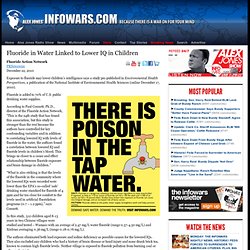 Fluoride in Water Linked to Lower IQ in Children