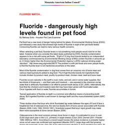 Fluoride - high levels found in pet food