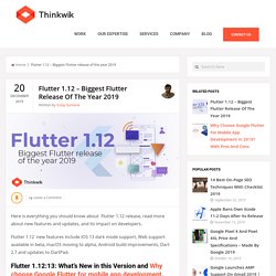 Flutter 1.12 - Biggest Flutter release of the year 2019