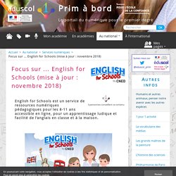 Focus sur ... English for Schools (mise à jour : novembre 2018)