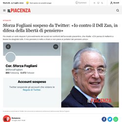 Sforza Fogliani sospeso da Twitter: «Io contro il Ddl Zan, in difesa della libertà di pensiero»