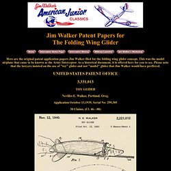 Folding Wing Glider Patent Papers by Jim Walker