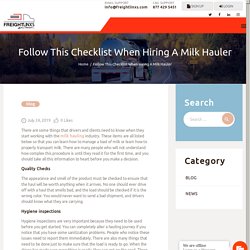 Follow This Checklist When Hiring A Milk Hauler - SHIPPER