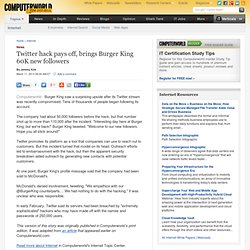 Twitter hack pays off, brings Burger King 60K new followers - Internet-based applications and services, Burger King, e-commerce, McDonald's, twitter, e-business, social media, internet