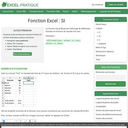 Fonction Excel : SI