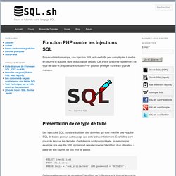 Fonction PHP contre les injections SQL