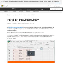 Fonction RECHERCHEV - Support Office