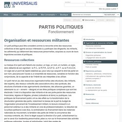 PARTIS POLITIQUES - Fonctionnement, Organisation et ressources militantes