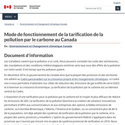 Mode de fonctionnement de la tarification de la pollution par le carbone au Canada