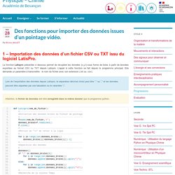 Des fonctions pour importer des données issues d’un pointage vidéo.