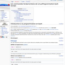 Les commandes fondamentales de Linux/Programmation bash (script) - Linux France