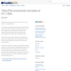Tetra Pak announces net sales of €11.16bn