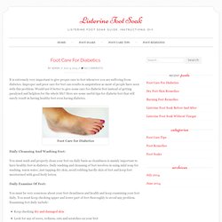Foot Care For Diabetics