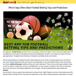 Which App Offers Best Football Betting Tips and Predictions